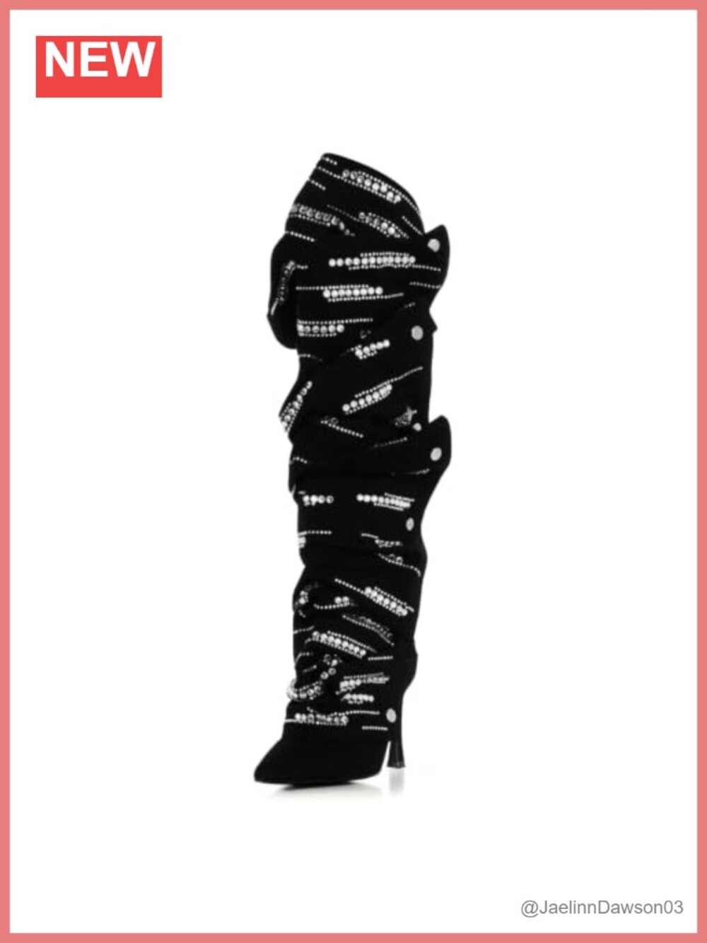 Knee High Boots Rhinestone Stiletto Heels Pointed Toe Zip Faux Suede